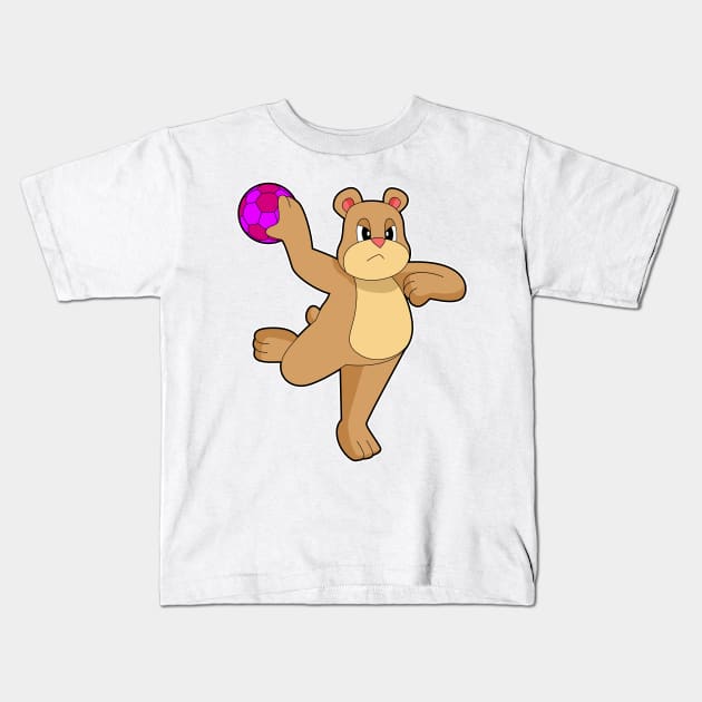 Bear Handball player Handball Kids T-Shirt by Markus Schnabel